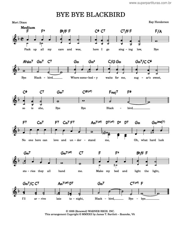 Partitura da música Bye Bye Blackbird [Lead Sheet]